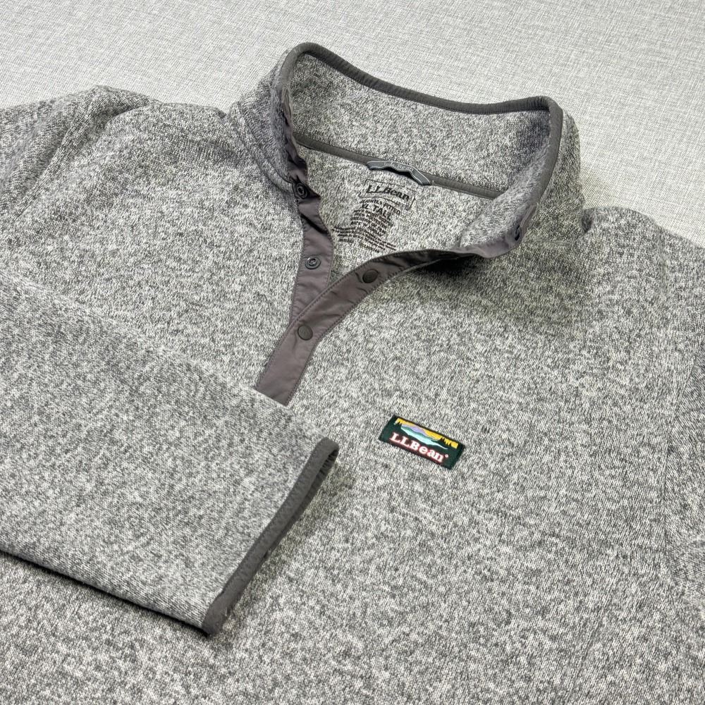 L.L. Bean T-Snap Sweatshirt Pullover Mens XLT Big & Tall Gray Mock Neck